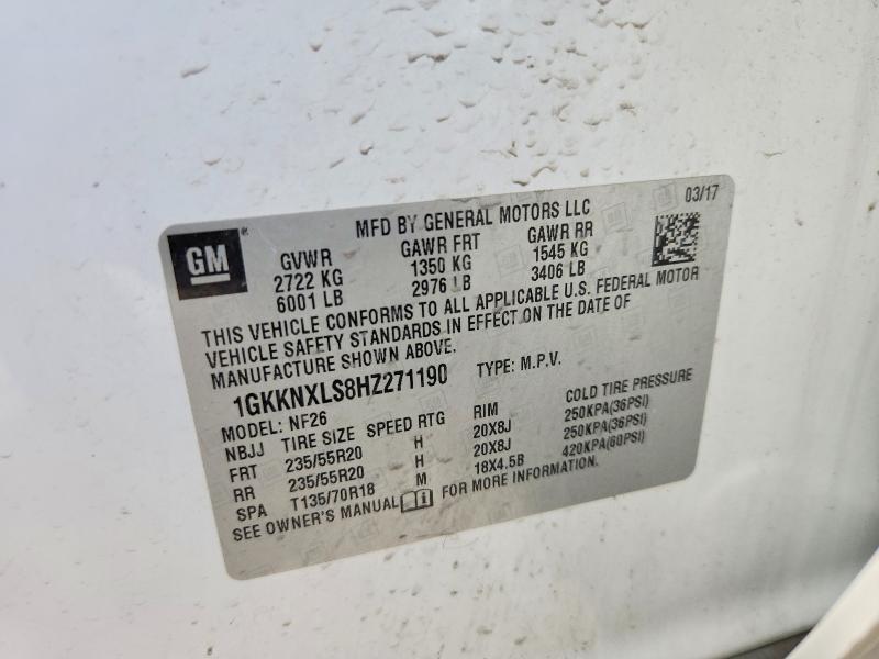 2017 Gmc Acadia მანქანა იყიდება აუქციონზე, vin: 1GKKNXLS8HZ271190, აუქციონის ნომერი: 68085836
