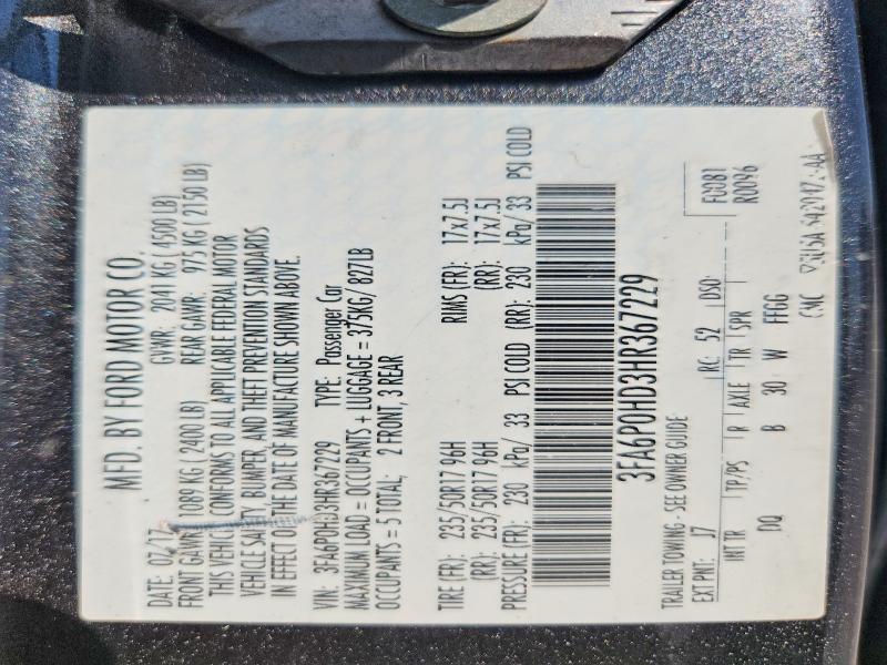 68681156 :رقم المزاد ، 3FA6P0HD3HR367229 vin ، 2017 Ford Fusion مزاد بيع