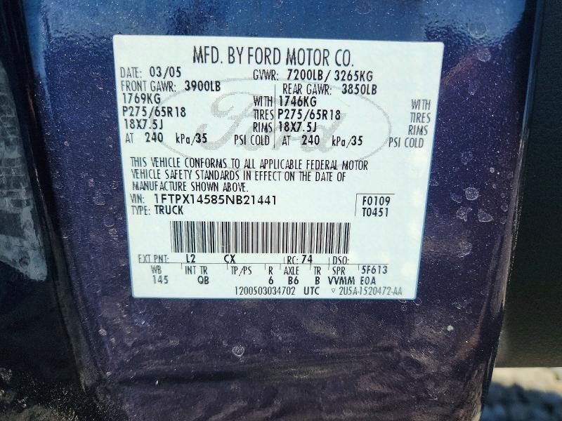 Aukcja sprzedaży 2005 Ford F150, vin: 1FTPX14585NB21441, numer aukcji: 69807786