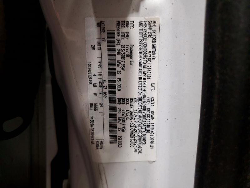 2014 Ford Focus მანქანა იყიდება აუქციონზე, vin: 1FADP3K20EL292130, აუქციონის ნომერი: 69593416