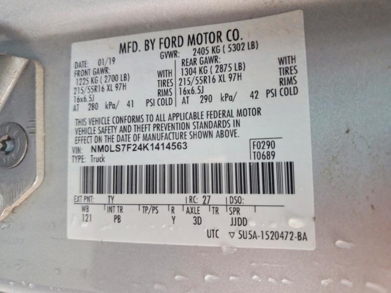 Aukcja sprzedaży 2019 Ford Transit Connect, vin: NM0LS7F24K1414563, numer aukcji: 67634946