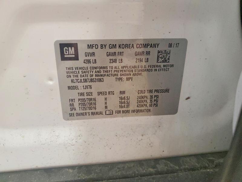 Aukcja sprzedaży 2018 Chevrolet Trax, vin: KL7CJLSB7JB531063, numer aukcji: 70941466