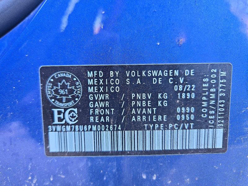 Auction sale of the 2023 Volkswagen Jetta, vin: 3VWGM7BU6PM002674, lot number: 67332916