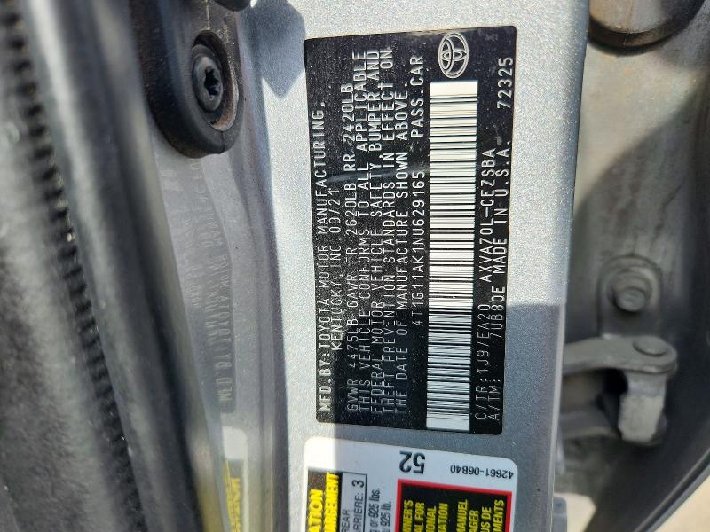 Aukcja sprzedaży 2022 Toyota Camry, vin: 4T1G11AK1NU629165, numer aukcji: 70358556