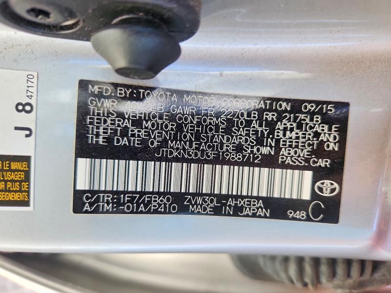 Продажа на аукционе авто 2015 Toyota Prius, vin: JTDKN3DU3F1988712, номер лота: 68193446