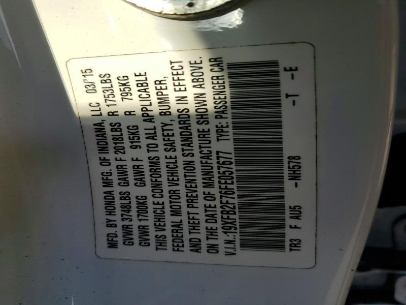 Продажа на аукционе авто 2015 Honda Civic, vin: 19XFB2F76FE057677, номер лота: 69442456