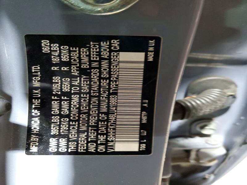 70515916 :رقم المزاد ، SHHFK7H46LU419883 vin ، 2020 Honda Civic مزاد بيع