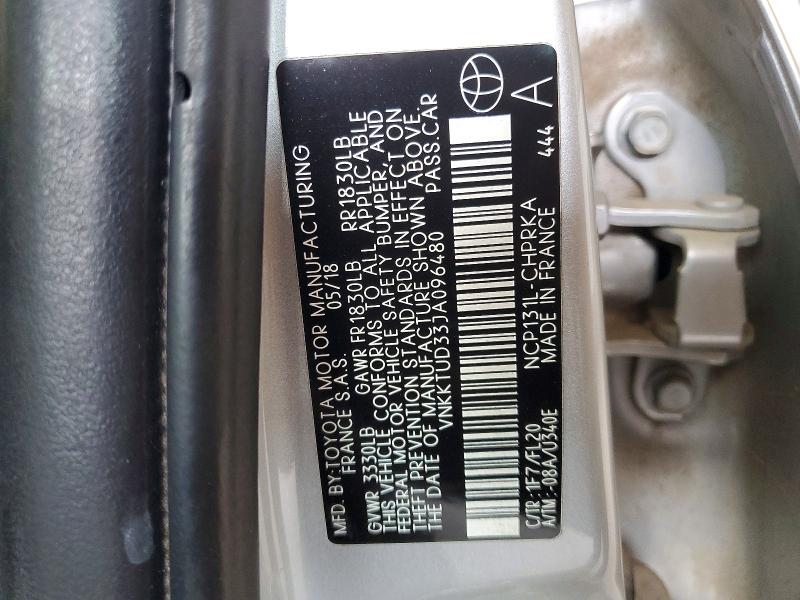 Aukcja sprzedaży 2018 Toyota Yaris, vin: VNKKTUD33JA096480, numer aukcji: 69129026