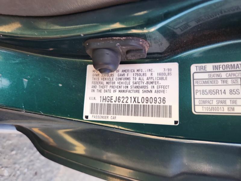 Auction sale of the 1999 Honda Civic, vin: 1HGEJ6221XL090936, lot number: 70257916