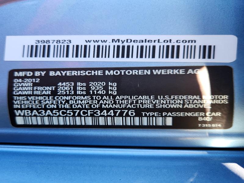 67445976 :رقم المزاد ، WBA3A5C57CF344776 vin ، 2012 Bmw 328 مزاد بيع