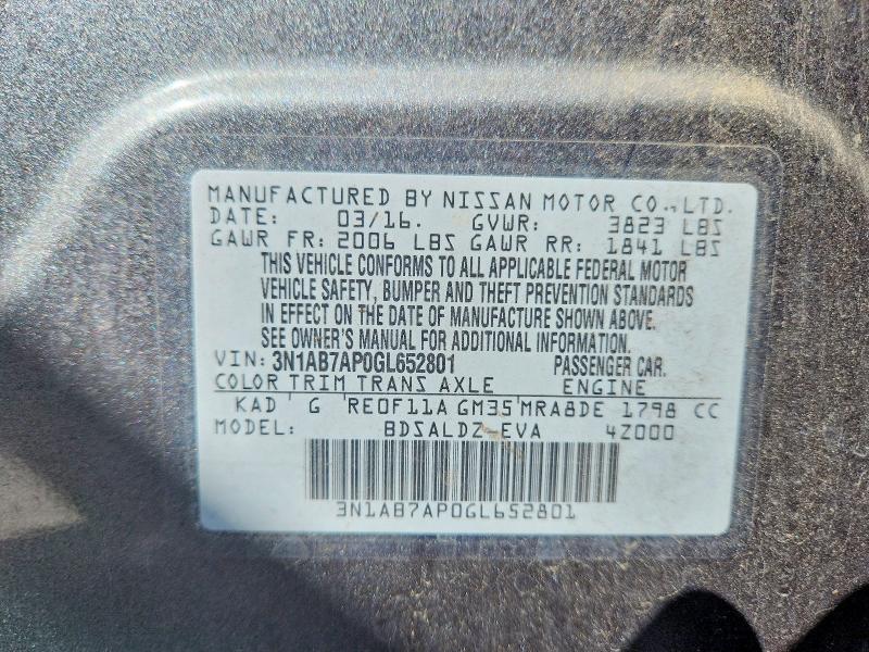 Aukcja sprzedaży 2016 Nissan Sentra, vin: 3N1AB7AP0GL652801, numer aukcji: 68698816