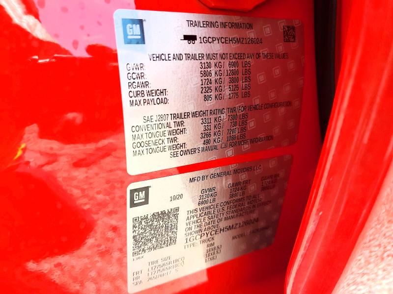 Aukcja sprzedaży 2021 Chevrolet Silverado, vin: 1GCPYCEH5MZ126024, numer aukcji: 68624596