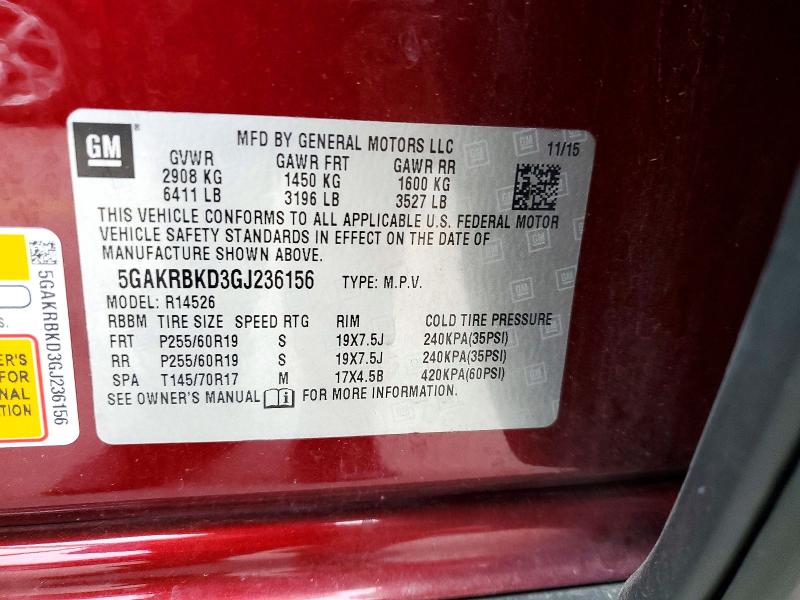 Продажа на аукционе авто 2016 Buick Enclave, vin: 5GAKRBKD3GJ236156, номер лота: 69176786