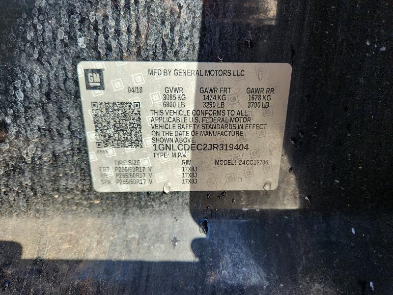 Продаж на аукціоні авто 2018 Chevrolet Tahoe, vin: 1GNLCDEC2JR319404, номер лоту: 68419356