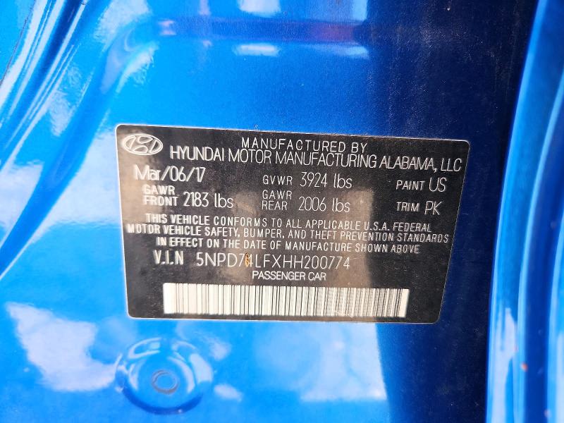 2017 Hyundai Elantra მანქანა იყიდება აუქციონზე, vin: 5NPD74LFXHH200774, აუქციონის ნომერი: 67891856