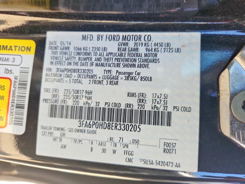 Aukcja sprzedaży 2014 Ford Fusion, vin: 3FA6P0HD8ER330205, numer aukcji: 70080836