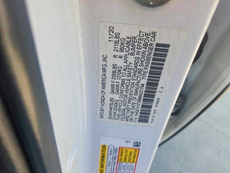 68990056 :رقم المزاد ، 1HGCV1F39MA021744 vin ، 2021 Honda Accord مزاد بيع