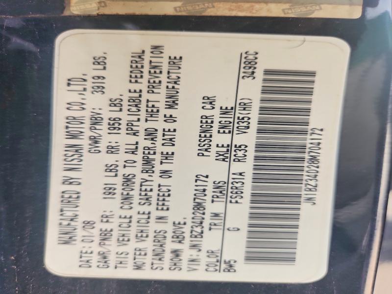 68156776 :رقم المزاد ، JN1BZ34D28M704172 vin ، 2008 Nissan 350z مزاد بيع