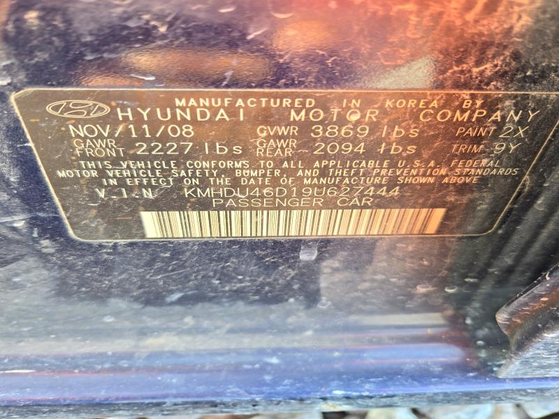 Продаж на аукціоні авто 2009 Hyundai Elantra, vin: KMHDU46D19U627444, номер лоту: 70999226