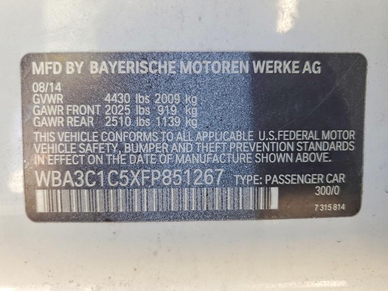 71073276 :رقم المزاد ، WBA3C1C5XFP851267 vin ، 2015 Bmw 328 مزاد بيع