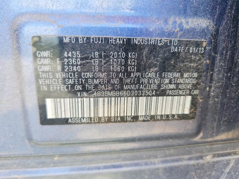 Aukcja sprzedaży 2013 Subaru Legacy, vin: 4S3BMBB66D3033504, numer aukcji: 68154136