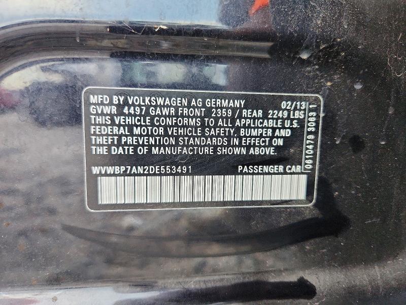 Продажа на аукционе авто 2013 Volkswagen Cc, vin: WVWBP7AN2DE553491, номер лота: 67438676