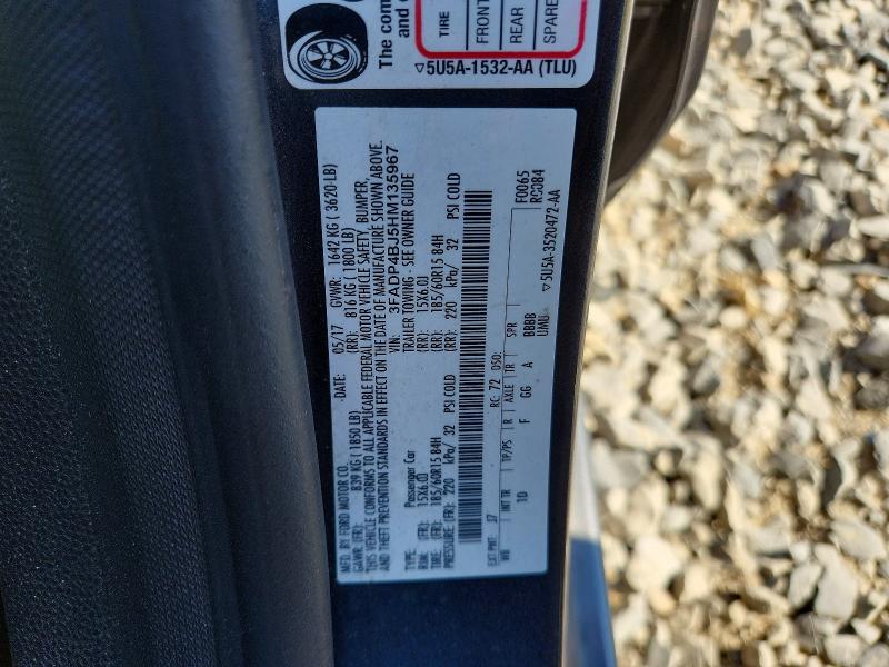 2017 Ford Fiesta მანქანა იყიდება აუქციონზე, vin: 3FADP4BJ5HM135967, აუქციონის ნომერი: 69893776