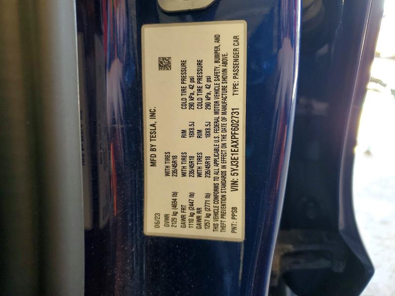Aukcja sprzedaży 2023 Tesla Model 3, vin: 5YJ3E1EAXPF602731, numer aukcji: 67448266