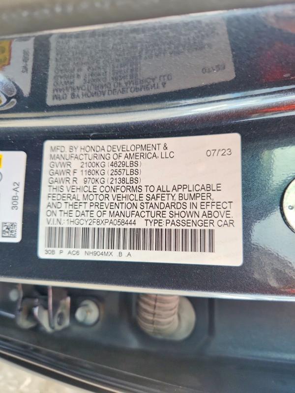 Продажа на аукционе авто 2023 Honda Accord, vin: 1HGCY2F8XPA058444, номер лота: 67743816