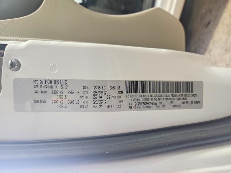 Продаж на аукціоні авто 2017 Dodge Grand Caravan, vin: 2C4RDGBG6HR776522, номер лоту: 67918726