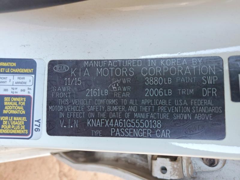 2016 Kia Forte მანქანა იყიდება აუქციონზე, vin: KNAFX4A61G5550138, აუქციონის ნომერი: 67846976