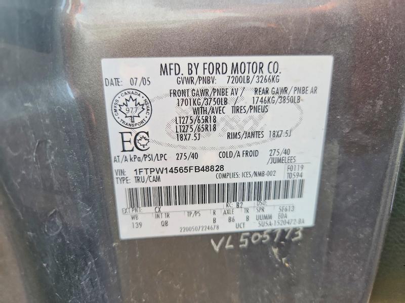 Aukcja sprzedaży 2005 Ford F150, vin: 1FTPW14565FB48828, numer aukcji: 67130236