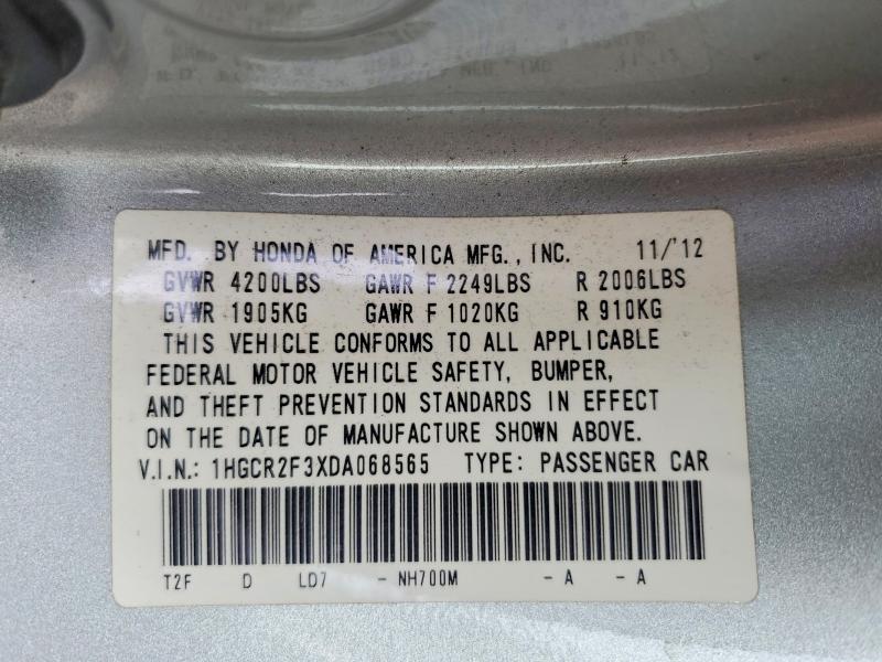 2013 Honda Accord მანქანა იყიდება აუქციონზე, vin: 1HGCR2F3XDA068565, აუქციონის ნომერი: 70506876