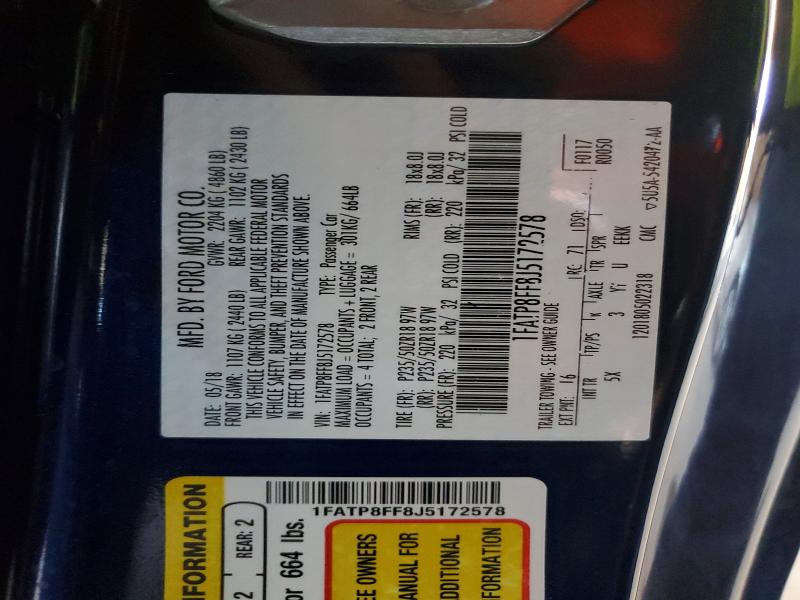 Aukcja sprzedaży 2018 Ford Mustang, vin: 1FATP8FF8J5172578, numer aukcji: 68614196