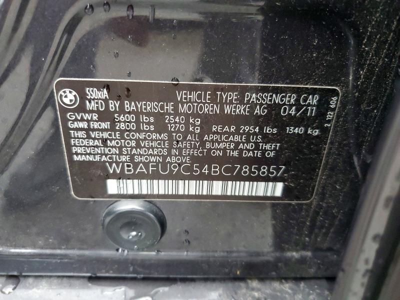 67685426 :رقم المزاد ، WBAFU9C54BC785857 vin ، 2011 Bmw 550 مزاد بيع