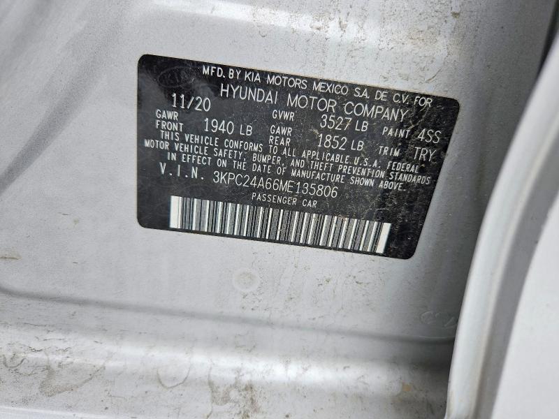 68946506 :رقم المزاد ، 3KPC24A66ME135806 vin ، 2021 Hyundai Accent مزاد بيع