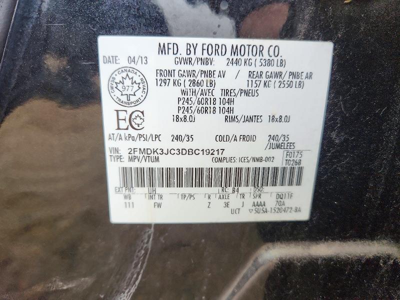 Продажа на аукционе авто 2013 Ford Edge, vin: 2FMDK3JC3DBC19217, номер лота: 67462336