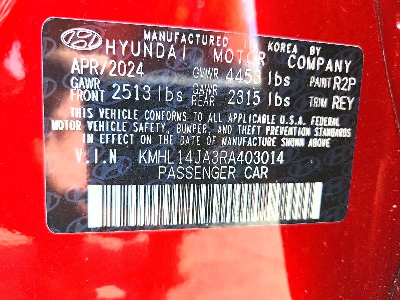 Aukcja sprzedaży 2024 Hyundai Sonata, vin: KMHL14JA3RA403014, numer aukcji: 67605476