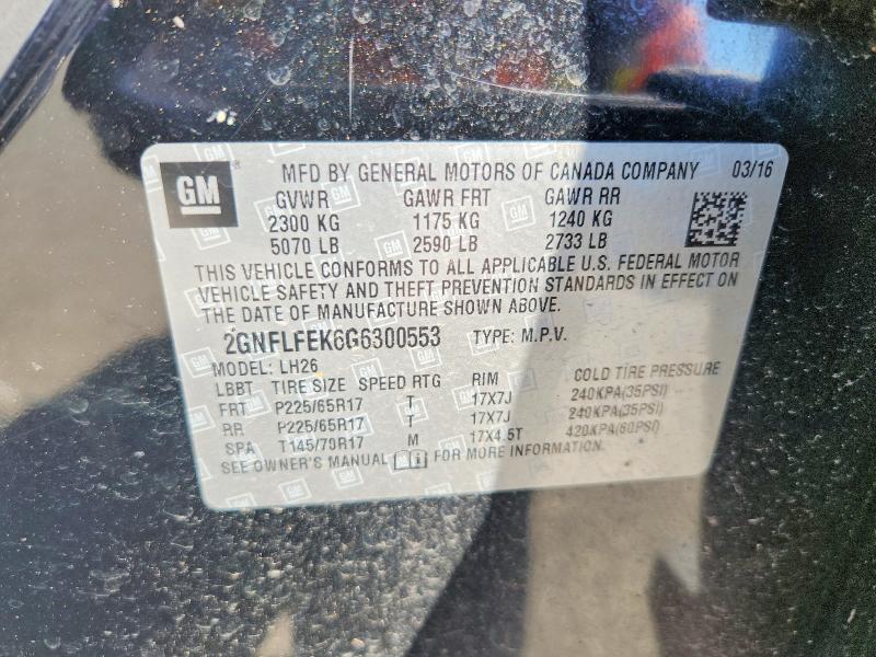 2016 Chevrolet Equinox მანქანა იყიდება აუქციონზე, vin: 2GNFLFEK6G6300553, აუქციონის ნომერი: 67901796