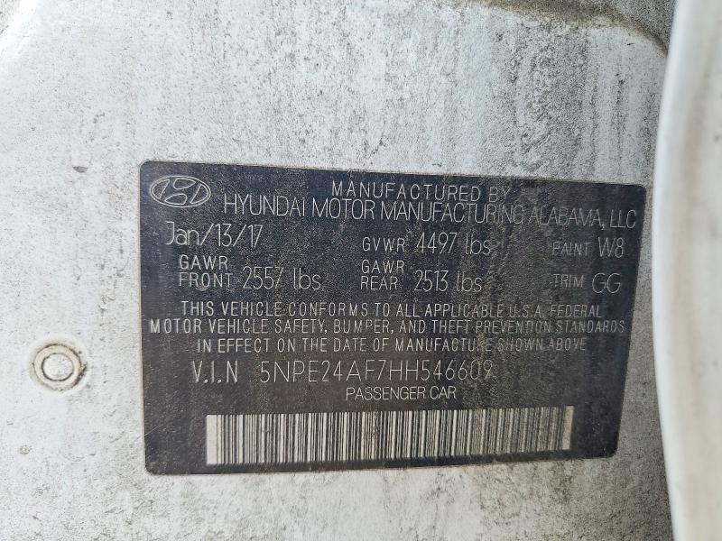 2017 Hyundai Sonata მანქანა იყიდება აუქციონზე, vin: 5NPE24AF7HH546609, აუქციონის ნომერი: 68603626