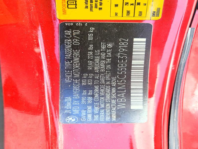 67624876 :رقم المزاد ، WBALM5C55BE379182 vin ، 2011 Bmw Z4 مزاد بيع