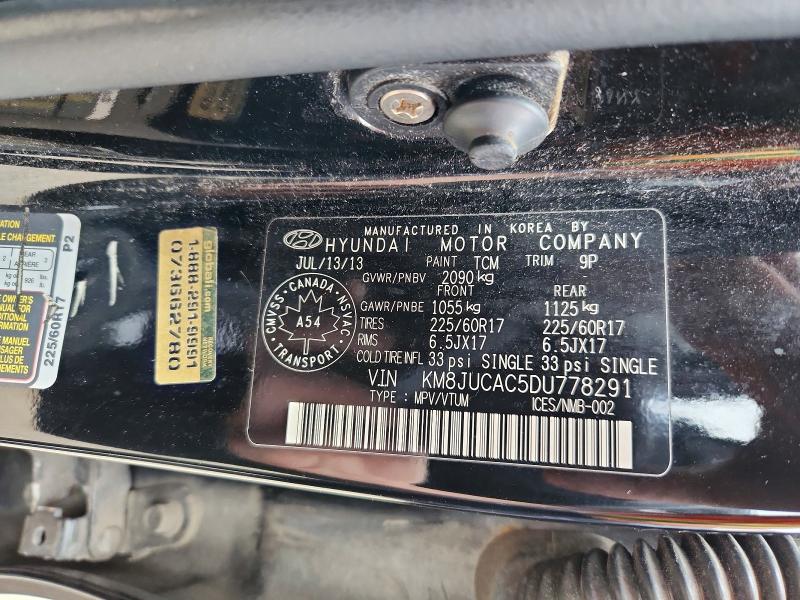 2013 Hyundai Tucson მანქანა იყიდება აუქციონზე, vin: KM8JUCAC5DU778291, აუქციონის ნომერი: 68918026