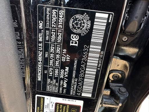 Aukcja sprzedaży 2016 Mercedes-benz Gle, vin: 4JGDA7FB0GA736632, numer aukcji: 64462436