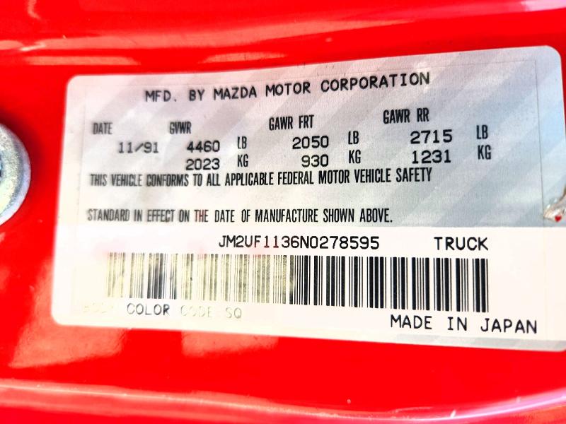 Продаж на аукціоні авто 1992 Mazda B2200, vin: JM2UF1136N0278595, номер лоту: 66863106