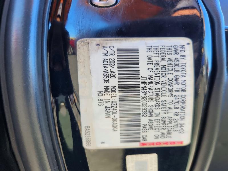 Aukcja sprzedaży 2002 Lexus Sc, vin: JTHFN48Y920029382, numer aukcji: 68083836