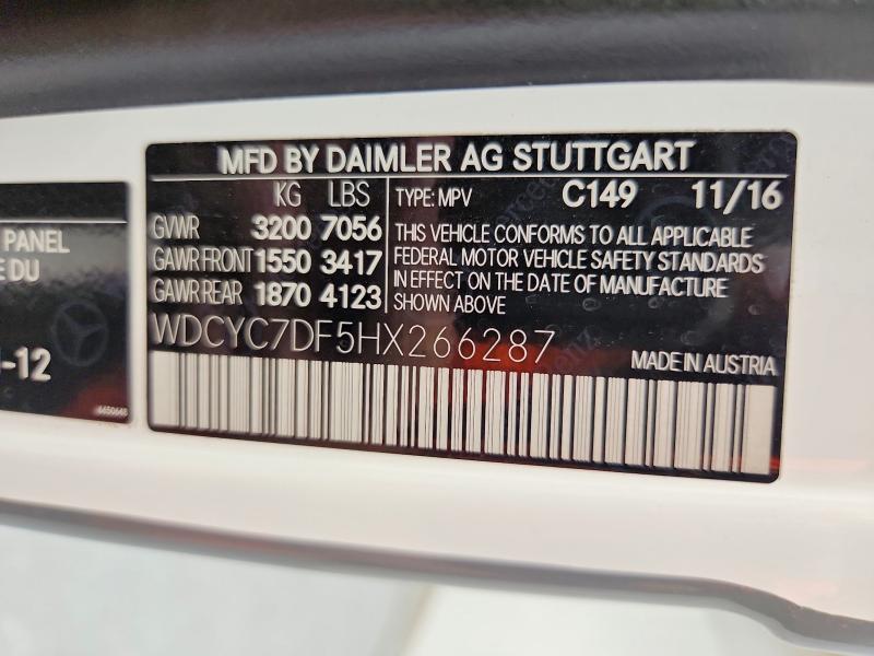 68582506 :رقم المزاد ، WDCYC7DF5HX266287 vin ، 2017 Mercedes-benz G مزاد بيع