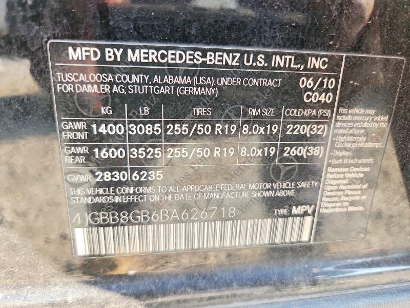 Продажа на аукционе авто 2011 Mercedes-benz Ml, vin: 4JGBB8GB6BA626718, номер лота: 67809316