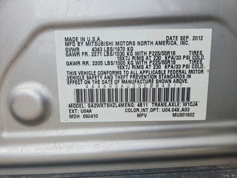 Aukcja sprzedaży 2013 Mitsubishi Outlander Sport, vin: 4A4AR3AU3DE004817, numer aukcji: 70059366