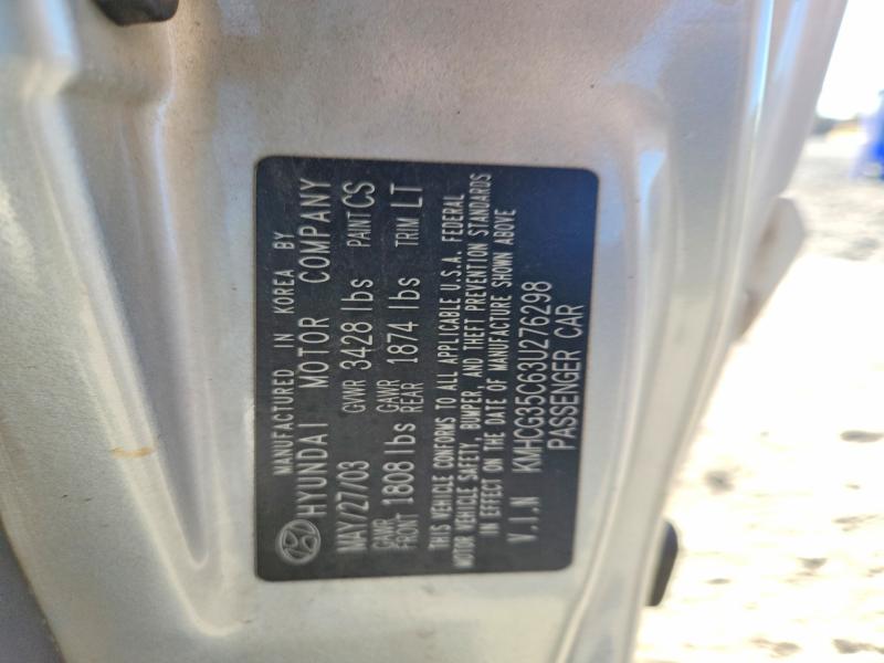 Aukcja sprzedaży 2003 Hyundai Accent, vin: KMHCG35C63U276298, numer aukcji: 67677166