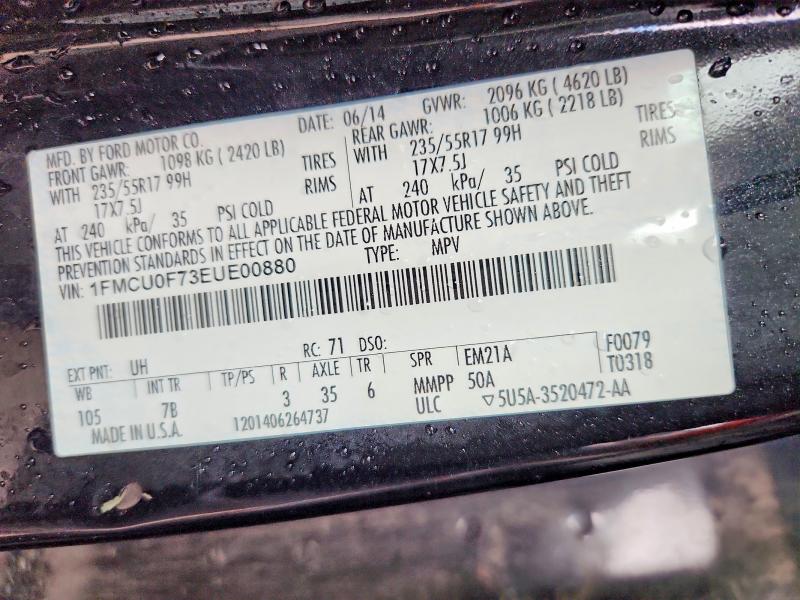 70905836 :رقم المزاد ، 1FMCU0F73EUE00880 vin ، 2014 Ford Escape مزاد بيع